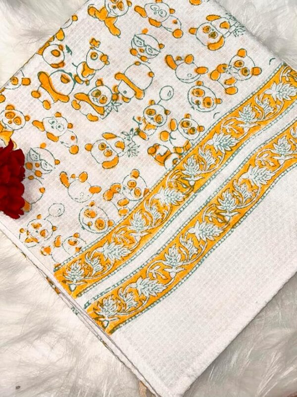 Premium Waffle Cotton Bath Towel – Soft, Quick Dry & Lightweight - Bear Design