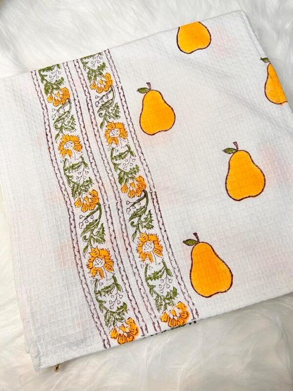 Premium Waffle Cotton Bath Towel – Soft, Quick Dry & Lightweight - Orange Pear